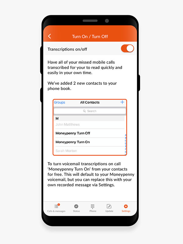 voicemail settings - contacts
