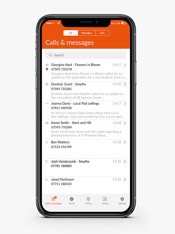 voicemails listed on a mobile phone